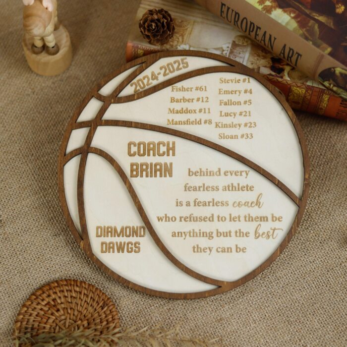 Personalized Basketball Coach Thank You Gift | Custom Wooden Plaque with Team Name | End-of-Season Appreciation & Keepsake - Image 6