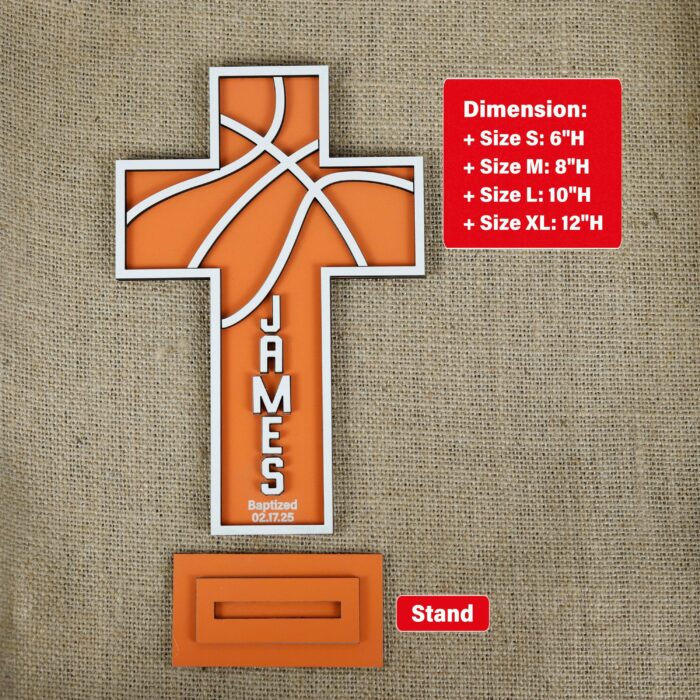 Personalized Wooden Basketball Cross Wall Decor | Custom Sports Sign For Boys With Name nd Faith Inspired Design | Christian Basketball Gift - Image 10