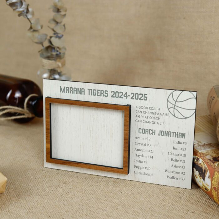 Custom Basketball Photo Frame for Coaches | Personalized Wood Frame with Team Picture | Coach Appreciation Gift - Image 6