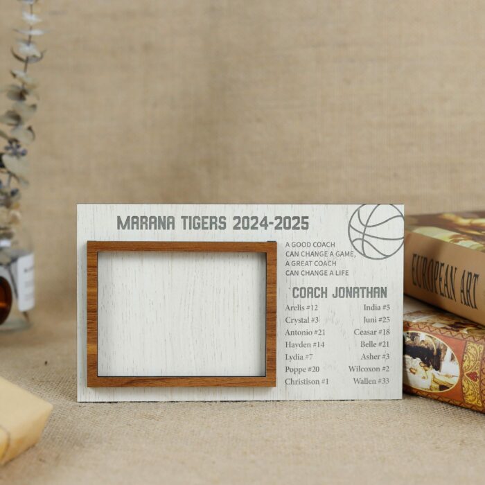 Custom Basketball Photo Frame for Coaches | Personalized Wood Frame with Team Picture | Coach Appreciation Gift - Image 7