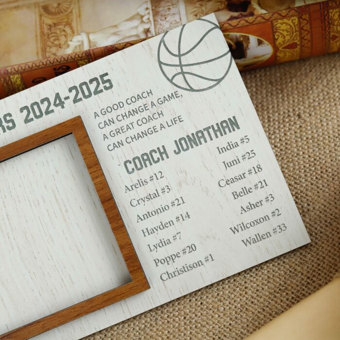 Custom Basketball Photo Frame for Coaches | Personalized Wood Frame with Team Picture | Coach Appreciation Gift - Image 9