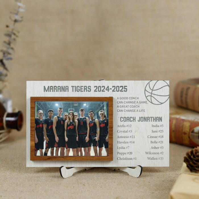 Personalized Basketball Coach Frame - Custom Team Photo Keepsake Gift