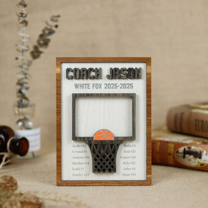 Basketball Coach Appreciation Plaque | Custom Wood Sign With Team Name | End-of-Season Gift - Image 2