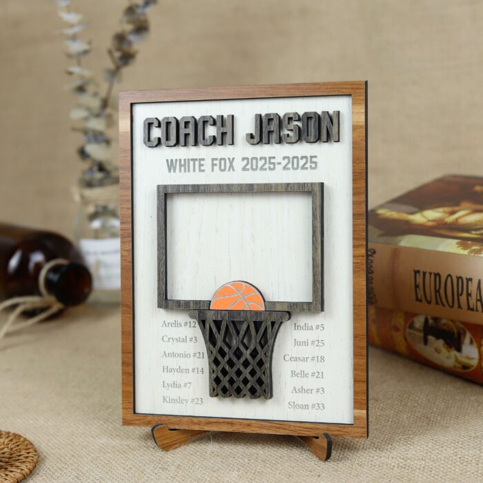 Basketball Coach Appreciation Plaque | Custom Wood Sign With Team Name | End-of-Season Gift - Image 9