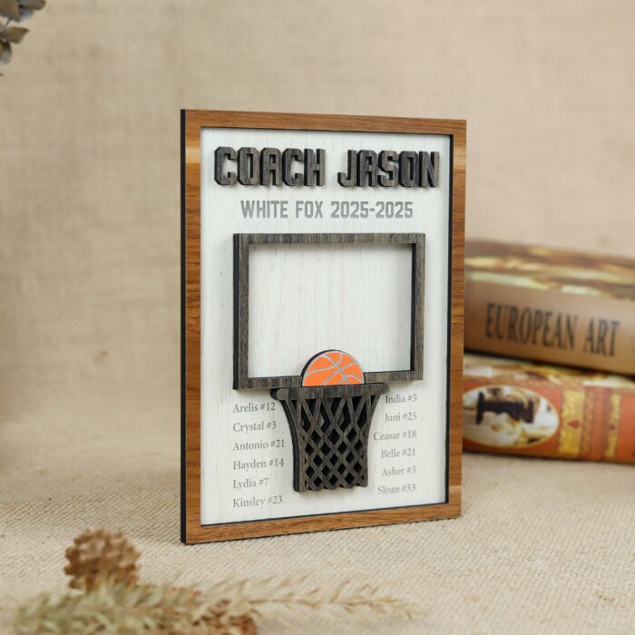 Basketball Coach Appreciation Plaque | Custom Wood Sign With Team Name | End-of-Season Gift - Image 4