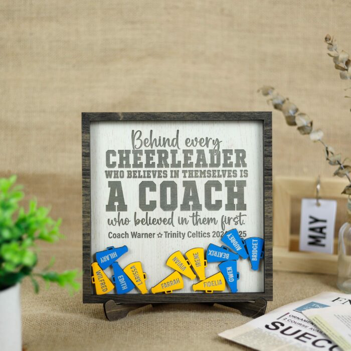 Personalized Cheerleading Shaker Sign - Custom Team Spirit Wall Decor