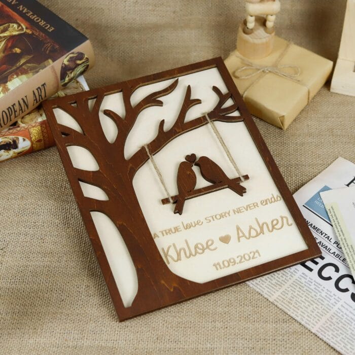 Personalized Love Birds Couple Plaque | Custom Wooden Name Sign | Unique Romantic Gift for Anniversaries & Weddings - Image 7