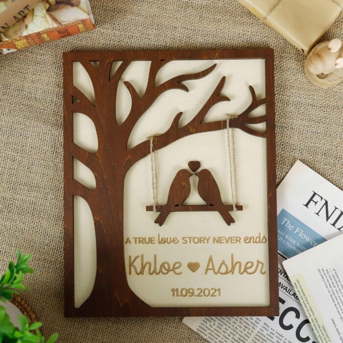 Personalized Love Birds Couple Plaque | Custom Wooden Name Sign | Unique Romantic Gift for Anniversaries & Weddings - Image 8