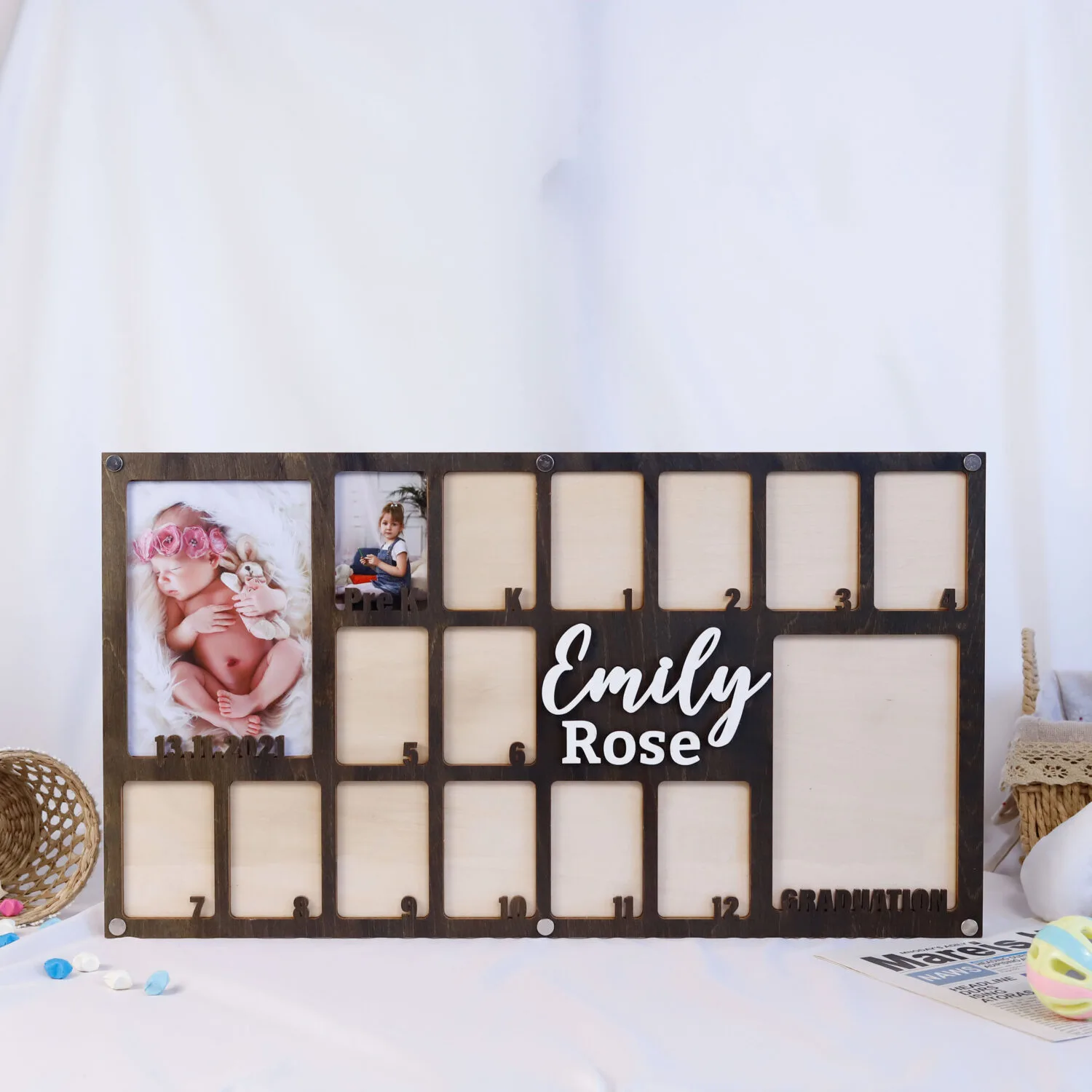 Personalized School Years Senior Photo Frame - Custom Wooden Keepsake for 2025 Graduates