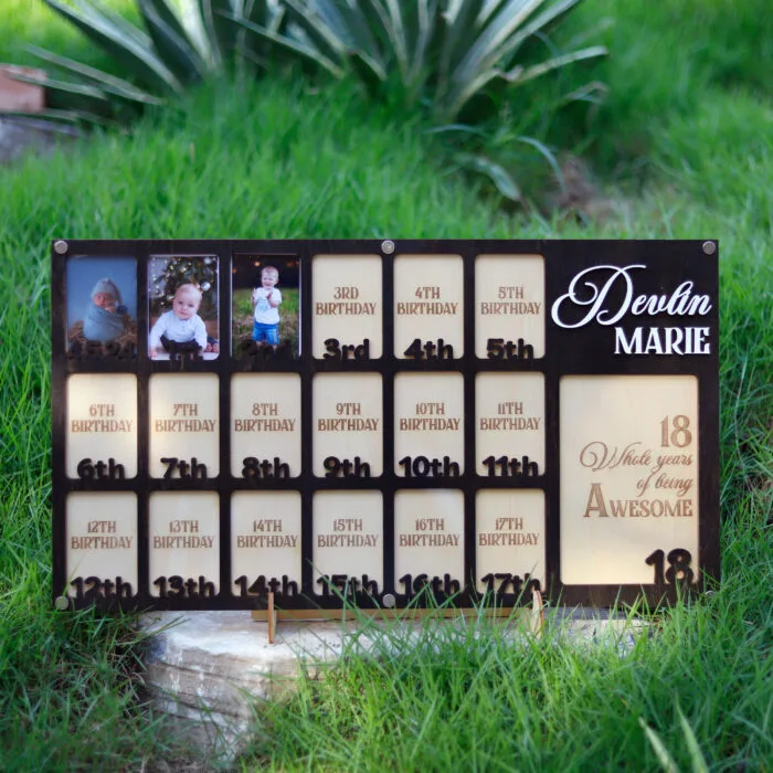 Personalized Kids 18th Birthday Photo Frame - Custom Wooden Keepsake for Milestone Celebrations