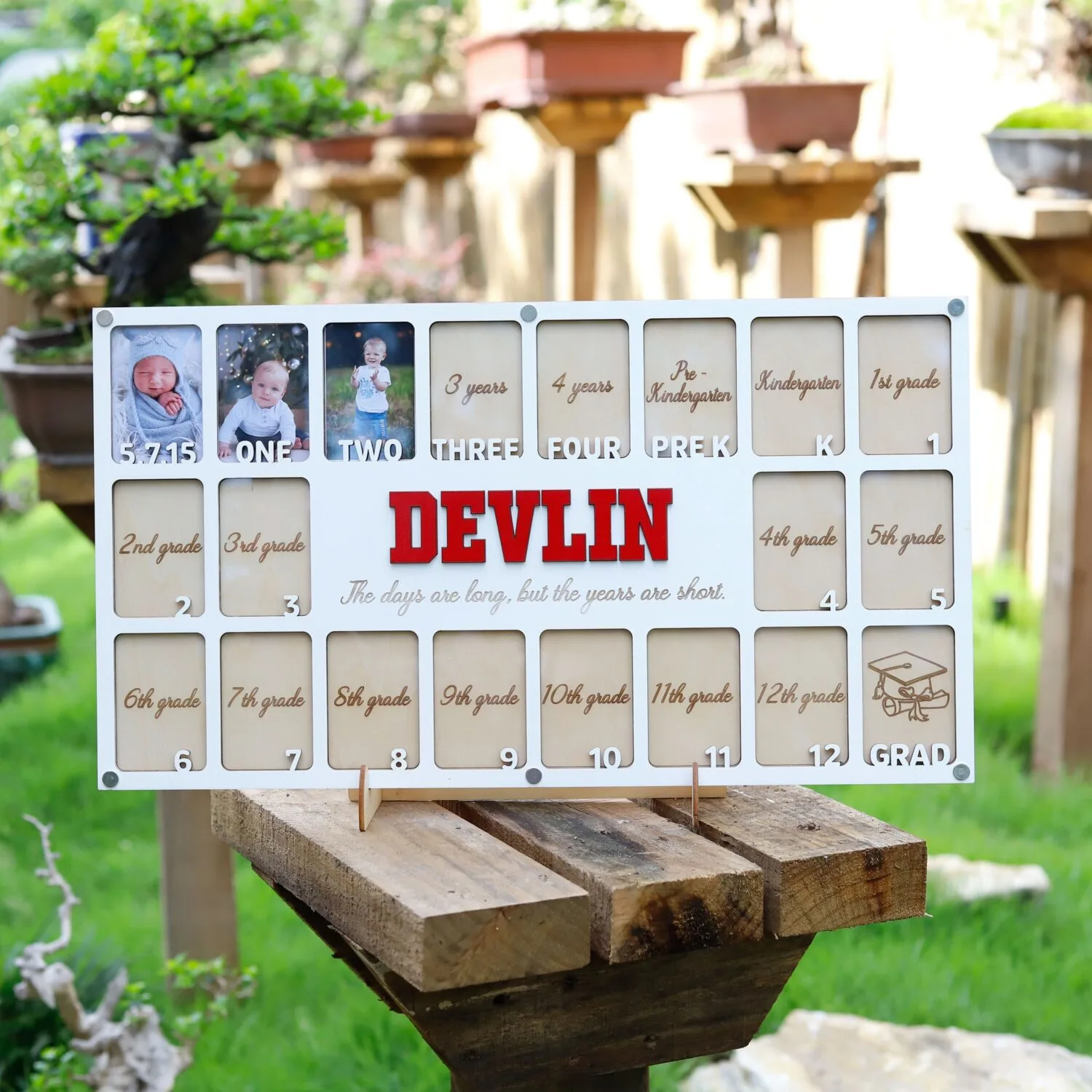 Personalized School Years Senior Photo Frame - Custom Wooden Keepsake for Class of 2025 Graduates
