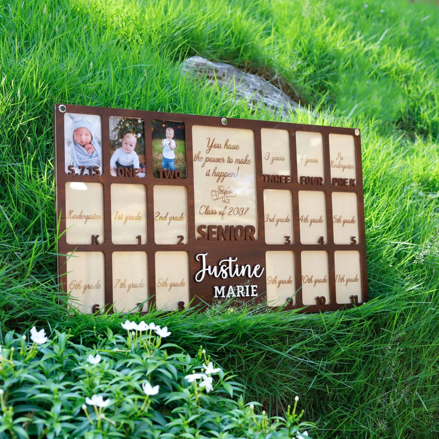 Personalized School Years Senior Photo Frame - Custom Wooden Keepsake for Class of 2025"