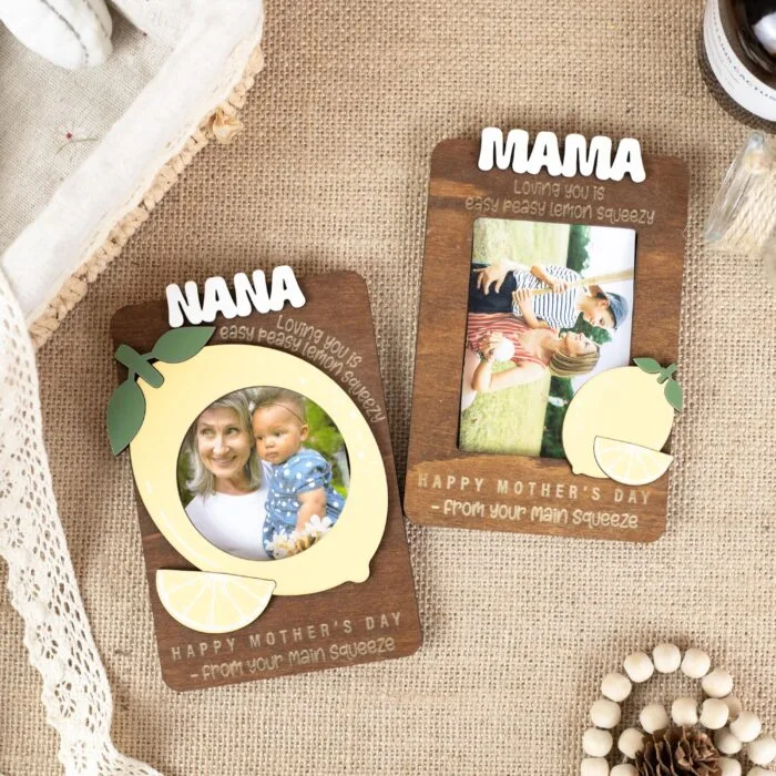 Personalized Mom Lemon Fridge Photo Magnet - Custom Wooden Gift for Mothers"