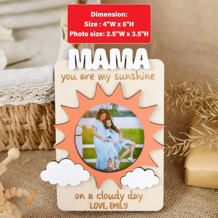 Mother's Day Gift for Grandma or Grandmother | Wooden Photo Frame with Engraved Name | Family Memento Engraved from Grandchild | Home Decor with Stand and Hook - Image 2