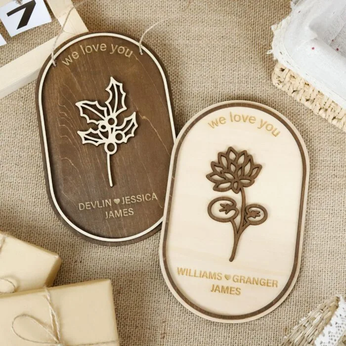Personalized Grandma’s Flower Frame Sign - Custom Wooden Keepsake Gift for Grandmothers