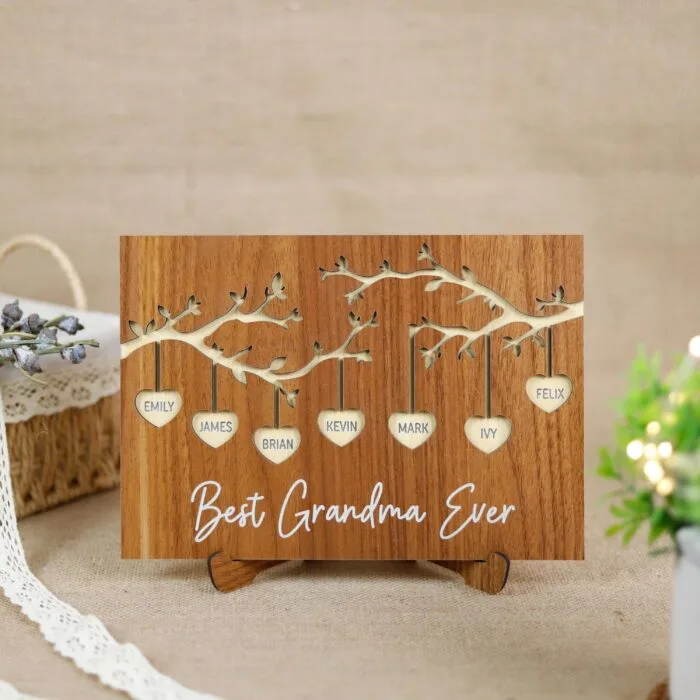 Personalized Best Grandma Ever Wood Sign - Custom Keepsake Gift for Grandmothers
