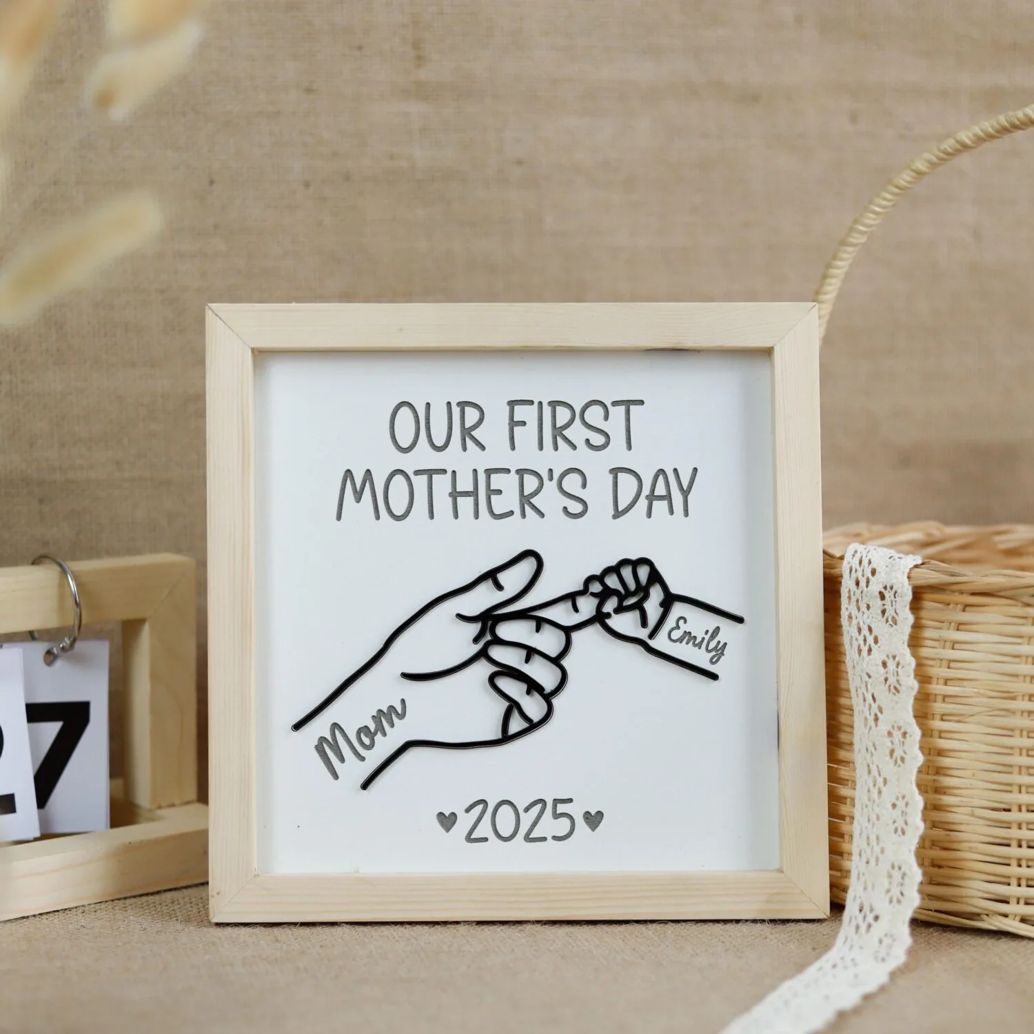 Personalized Our First Mother’s Day Together Wood Sign - Custom Keepsake Gift for New Moms