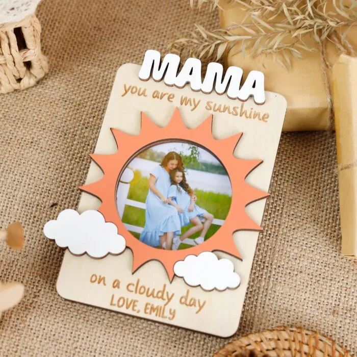 Mother's Day Gift for Grandma or Grandmother | Wooden Photo Frame with Engraved Name | Family Memento Engraved from Grandchild | Home Decor with Stand and Hook - Image 3
