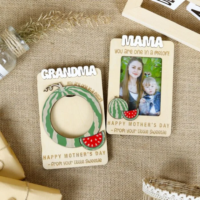 Personalized Grandma Watermelon Photo Magnet - Custom Wooden Keepsake Gift