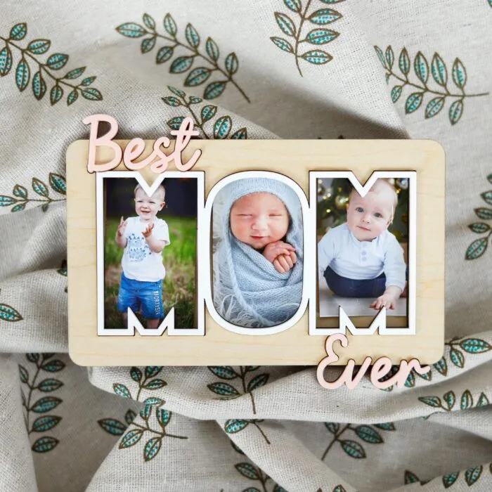 Personalized Best Mom Ever Photo Magnet - Custom Wooden Keepsake Gift for Mothers