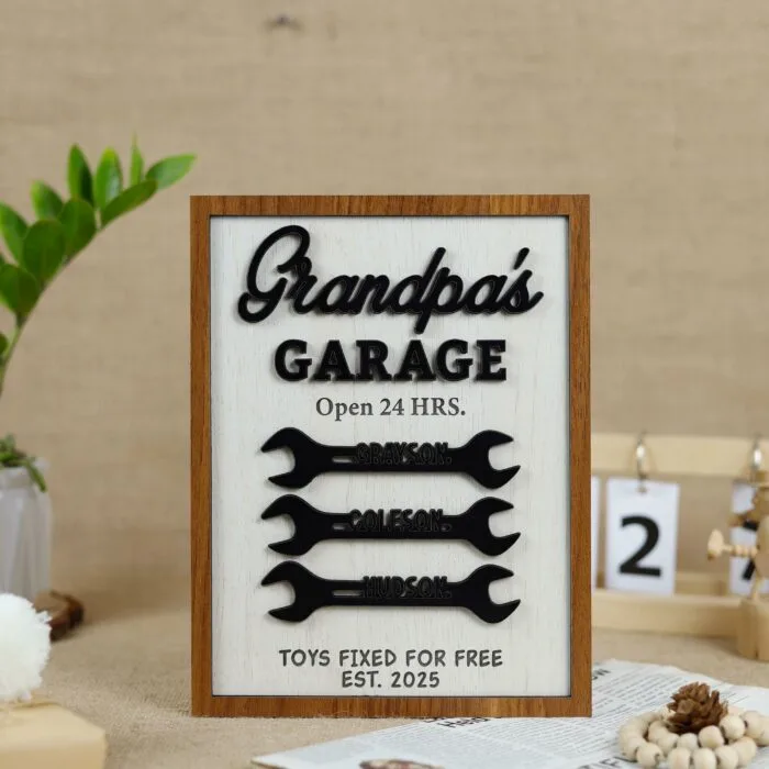 Personalized Garage Sign - Custom Wooden Workshop Plaque for Dad