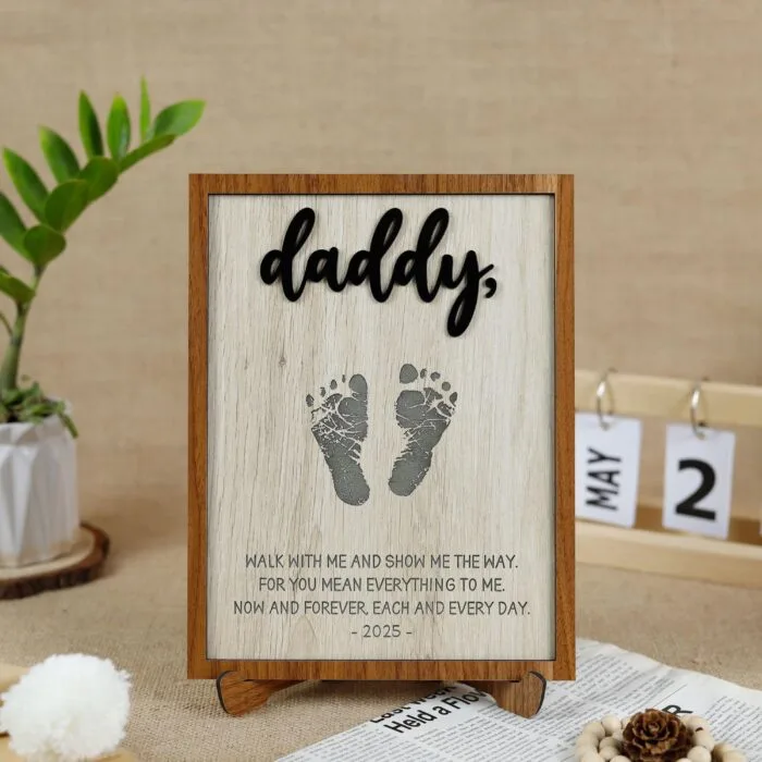 Personalized Engraved Newborn Footprint Sign - Custom Wooden Keepsake for Baby’s Birth