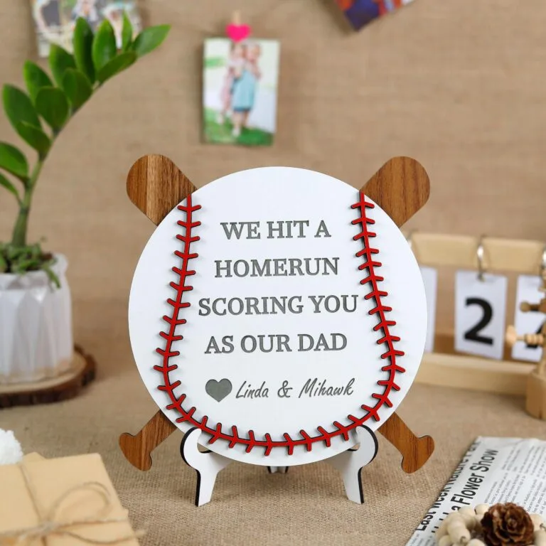 Personalized Baseball Father’s Day Gift Magnet - Custom Wooden Keepsake for Dads