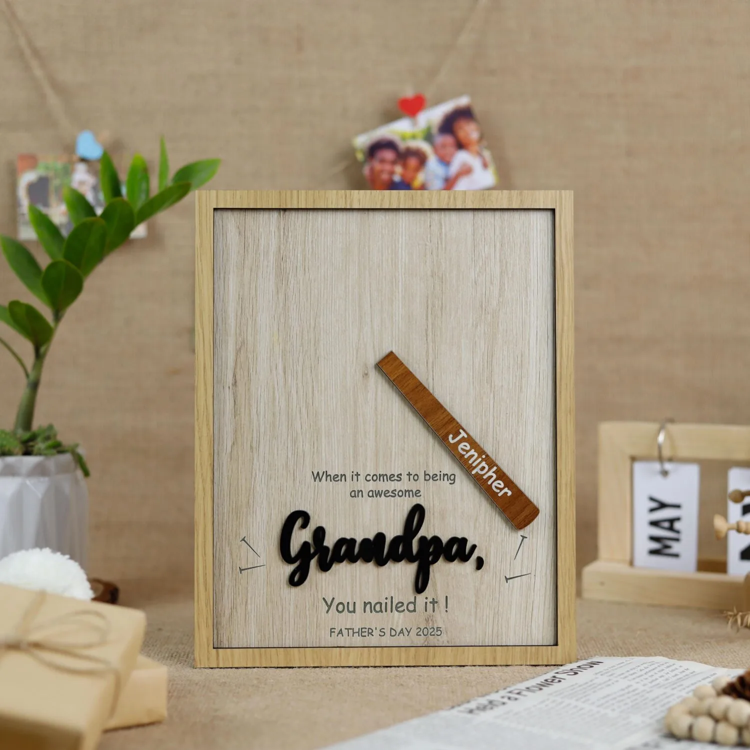 Grandpa’s Garage Sign | Personalized Footprint Wood Sign with Grandkids' Names | Custom Gift for Grandpa’s Workshop| Grandfather’s Workshop Decor - Image 9