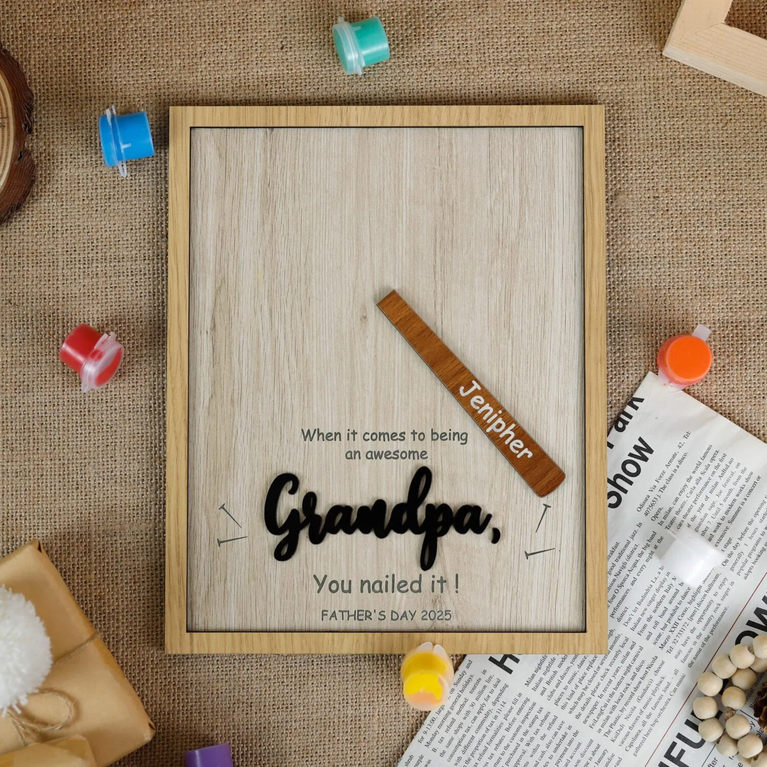 Grandpa’s Garage Sign | Personalized Footprint Wood Sign with Grandkids' Names | Custom Gift for Grandpa’s Workshop| Grandfather’s Workshop Decor - Image 5