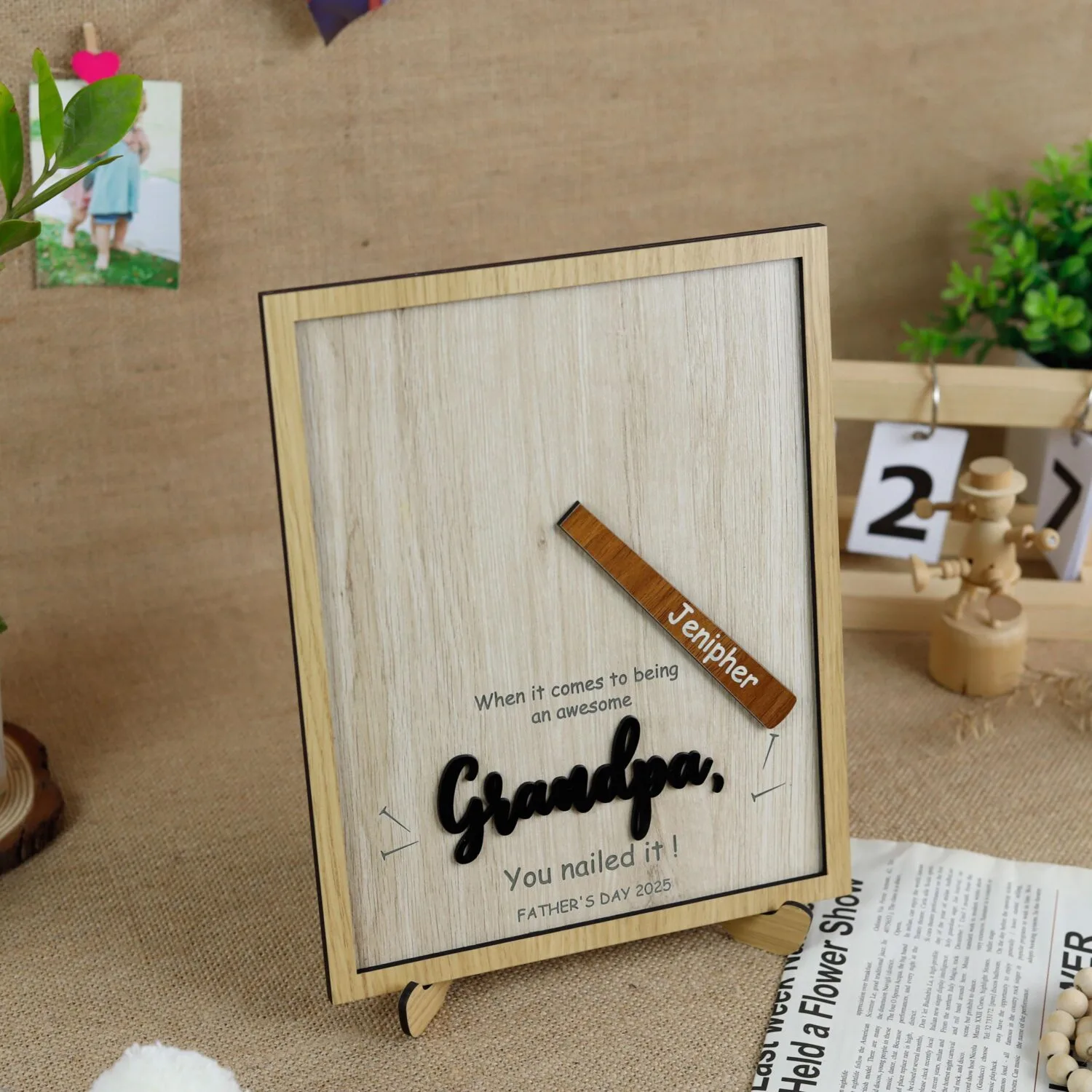 Grandpa’s Garage Sign | Personalized Footprint Wood Sign with Grandkids' Names | Custom Gift for Grandpa’s Workshop| Grandfather’s Workshop Decor - Image 7