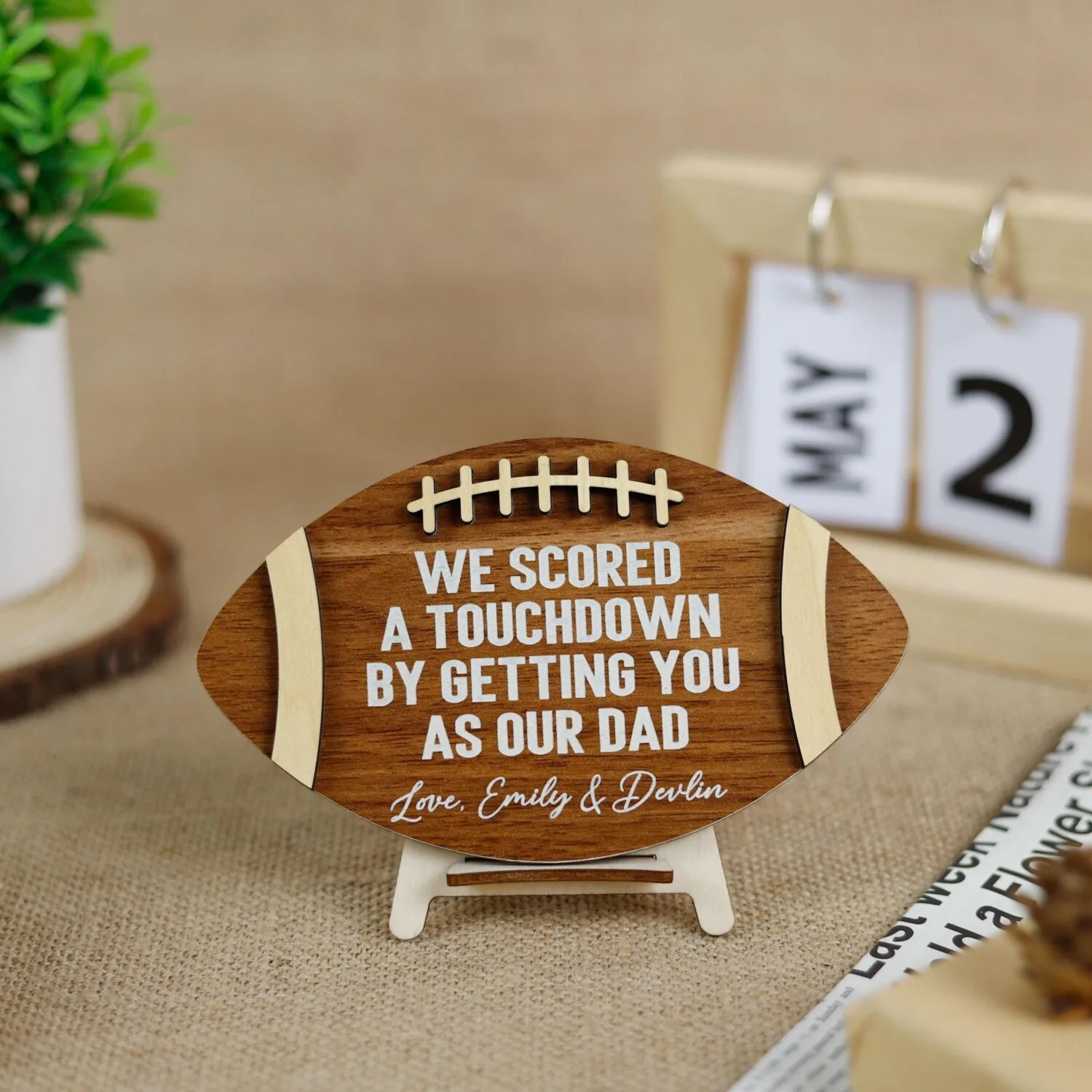 Personalized Football Dad or Grandpa Sign | Custom Wood Plaque Gift for Father's Day, Birthday or Christmas | MVP Keepsake for Football Lover - Image 7