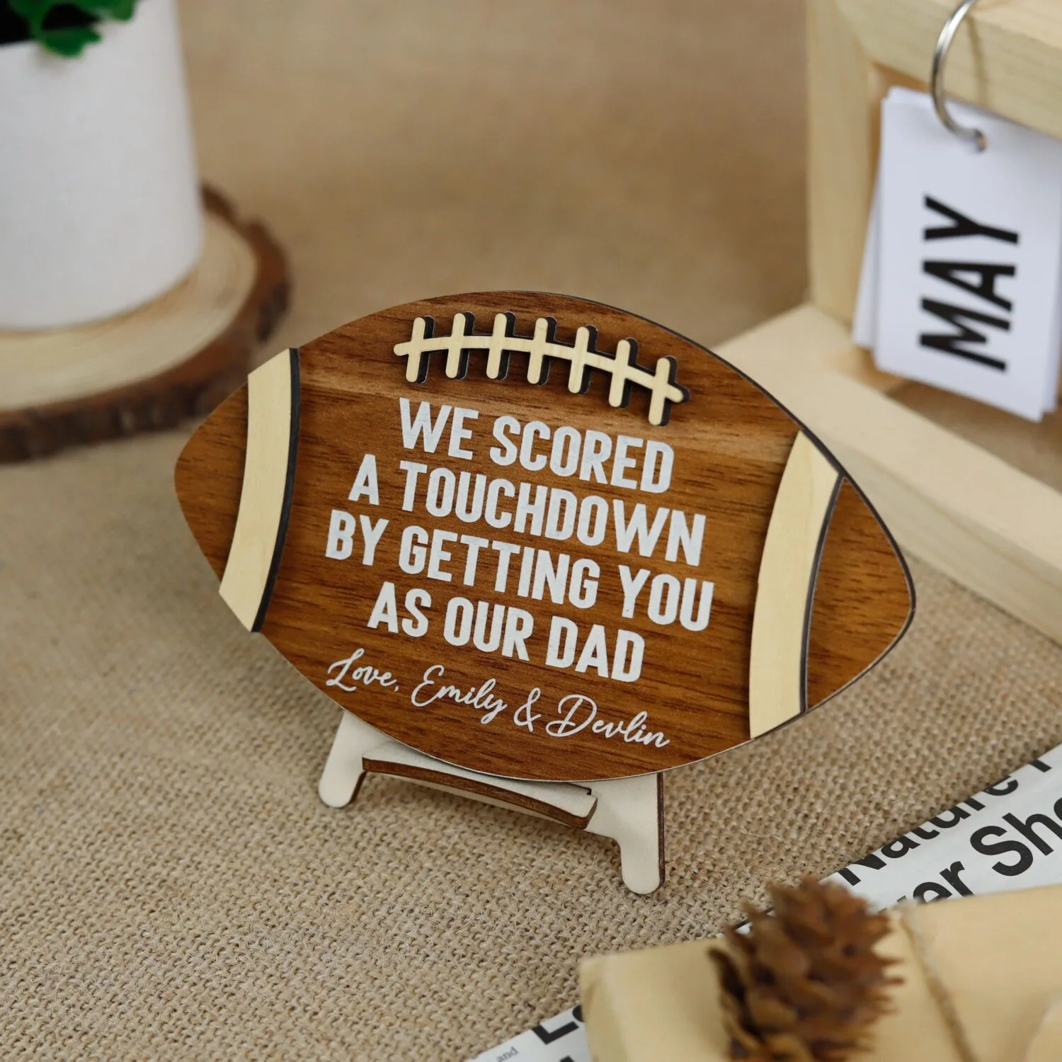 Personalized Football Dad or Grandpa Sign | Custom Wood Plaque Gift for Father's Day, Birthday or Christmas | MVP Keepsake for Football Lover - Image 9