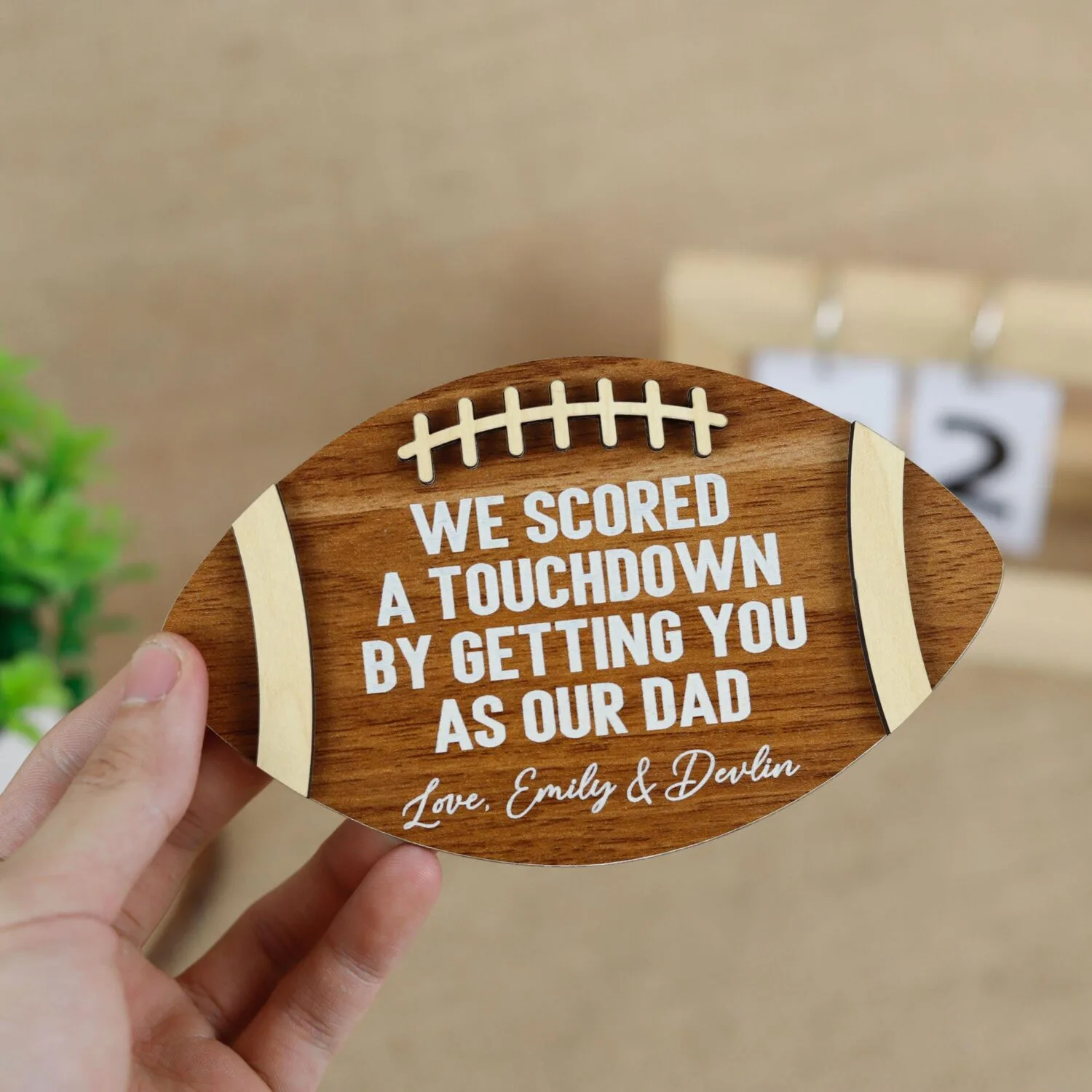 Personalized Football Dad or Grandpa Sign | Custom Wood Plaque Gift for Father's Day, Birthday or Christmas | MVP Keepsake for Football Lover - Image 8