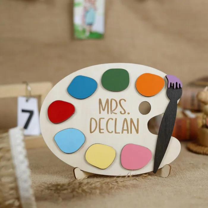 Personalized Art Teacher Custom Name Sign - Wooden Keepsake Gift for Educators