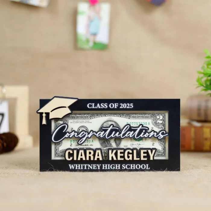 Personalized 2025 Graduation Gift Money Holder Frame - Custom Wooden Keepsake for Grads