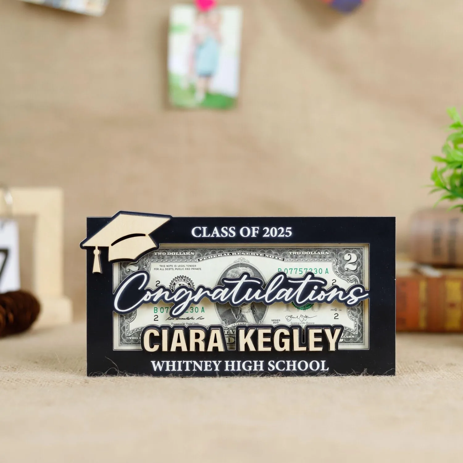 Personalized 2025 Graduation Gift Money Holder Frame - Custom Wooden Keepsake for Grads