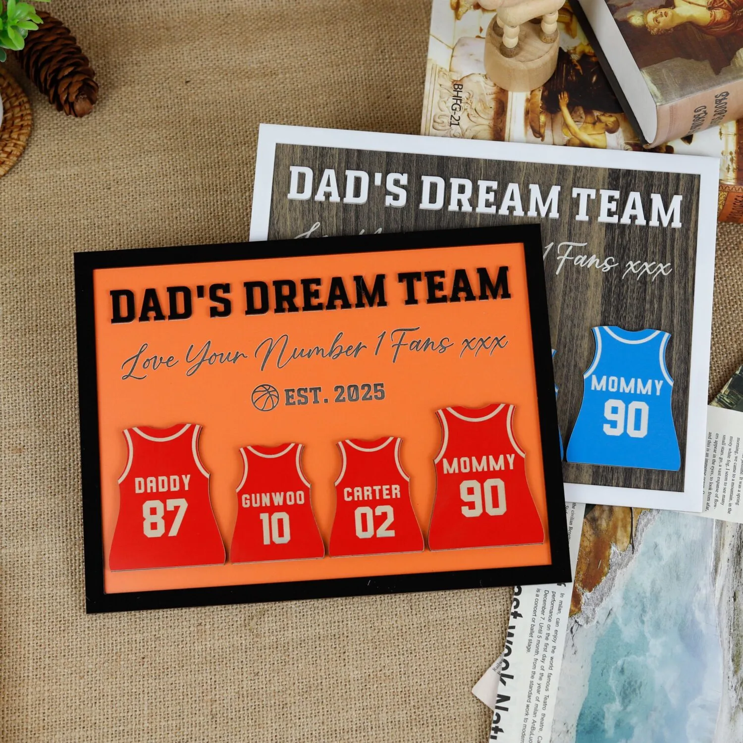 Personalized Dad & Grandpa’s Basketball Dream Team Wood Sign - Custom Keepsake Gift