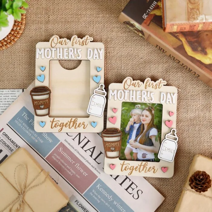 Personalized Grandma First Mother’s Day Photo Frame - Custom Wooden Keepsake for New Grandmas
