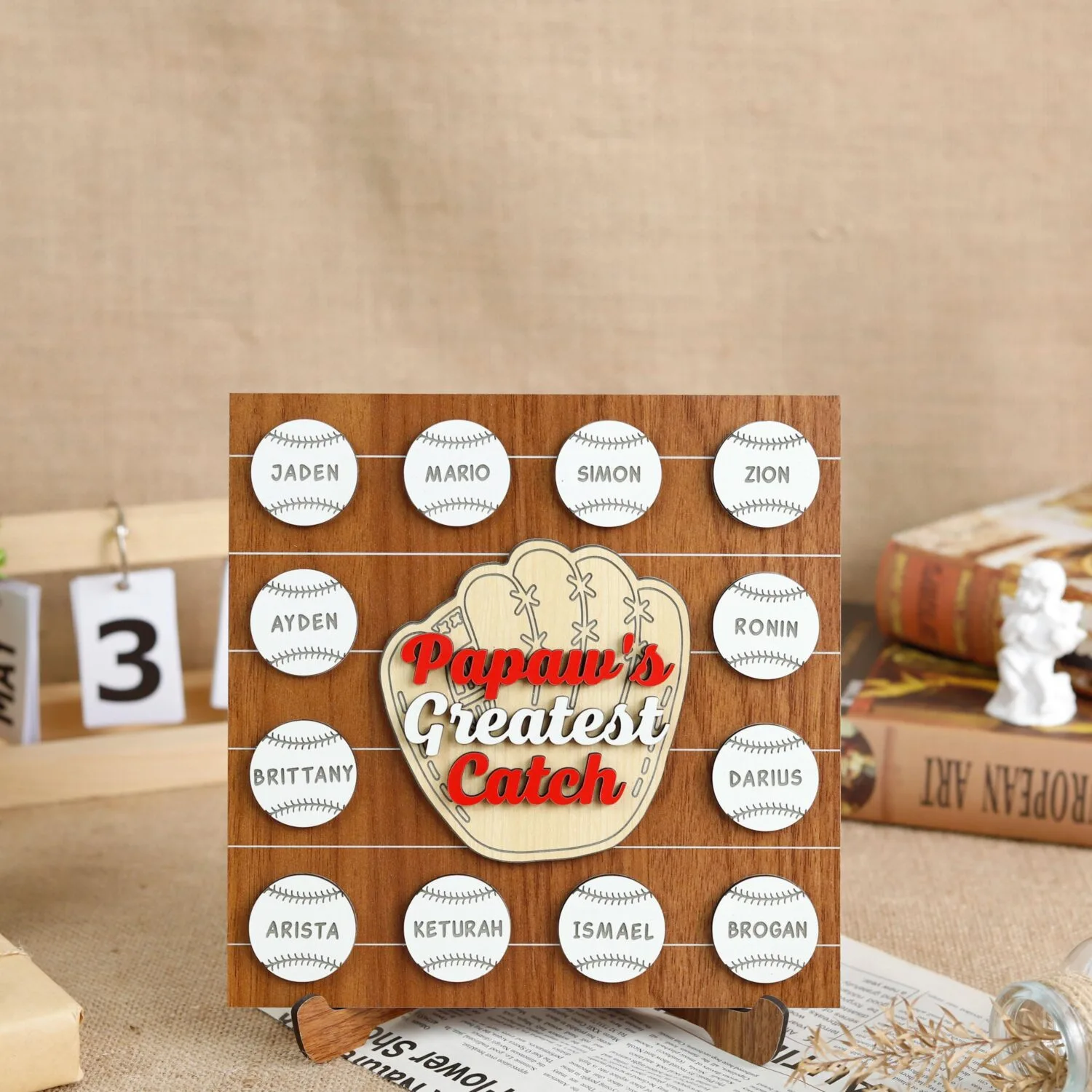 Personalized Baseball Dad Wood Sign Keepsake - Custom Father’s Day Gift for Sports Lovers