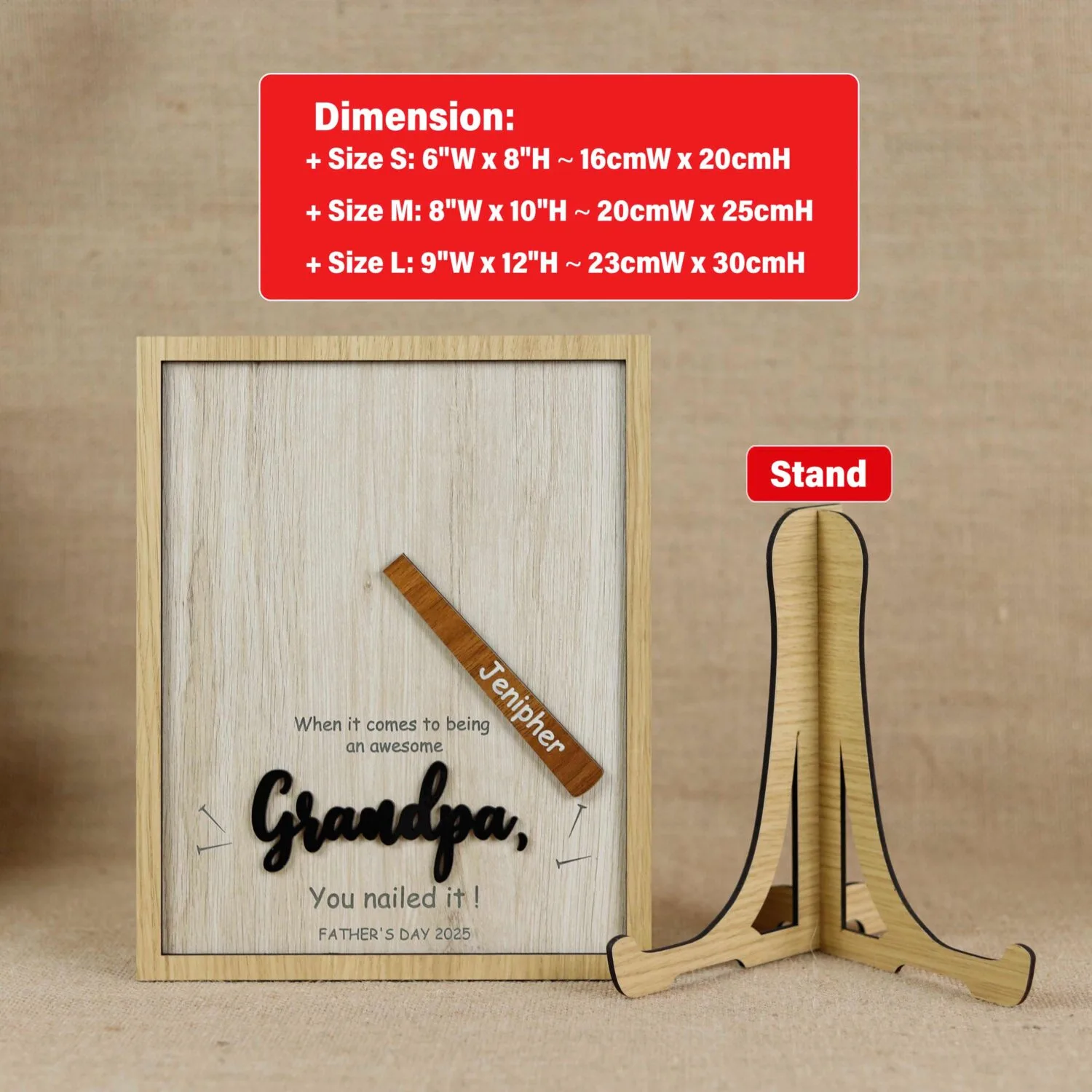 Grandpa’s Garage Sign | Personalized Footprint Wood Sign with Grandkids' Names | Custom Gift for Grandpa’s Workshop| Grandfather’s Workshop Decor - Image 2