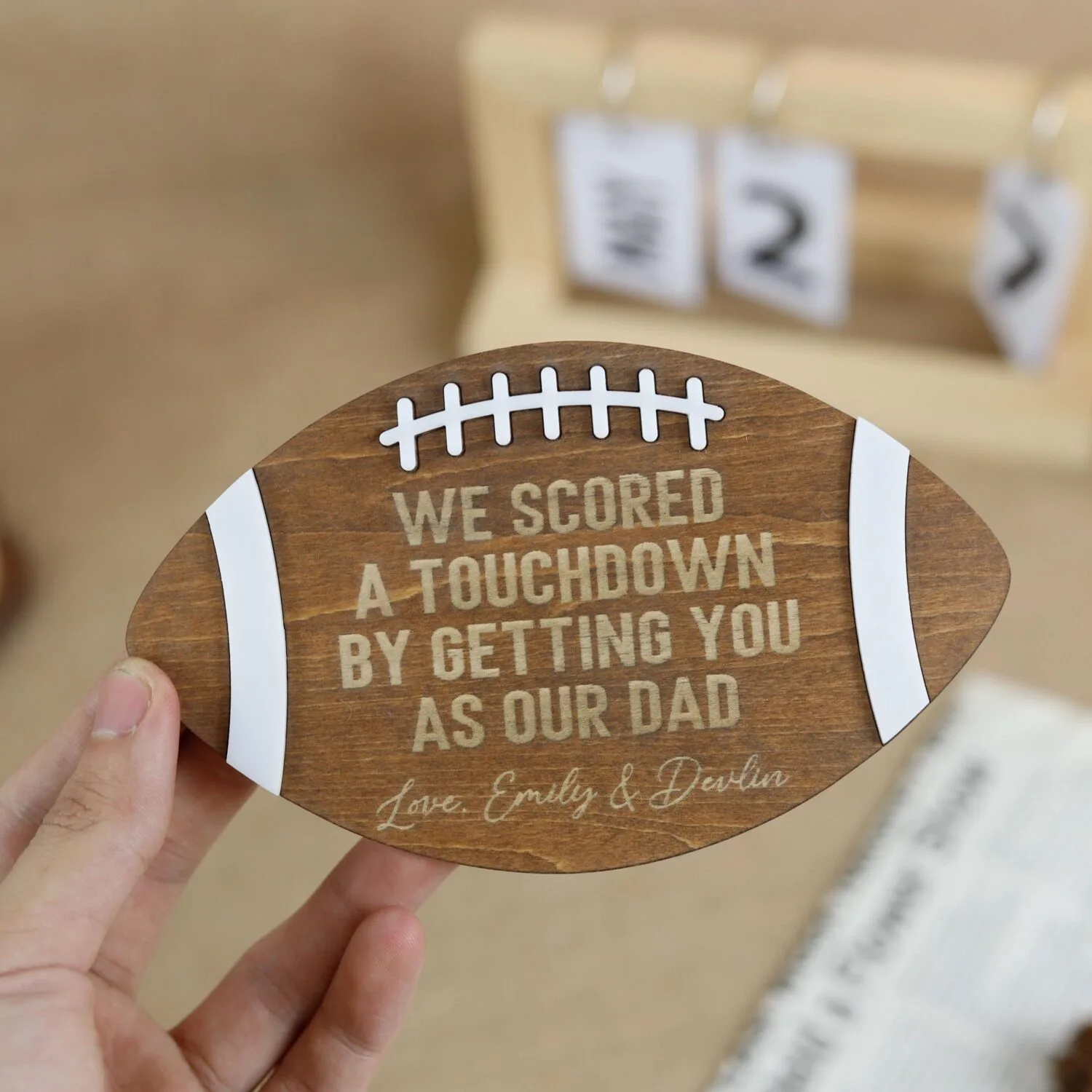 Personalized Football Dad or Grandpa Sign | Custom Wood Plaque Gift for Father's Day, Birthday or Christmas | MVP Keepsake for Football Lover - Image 5