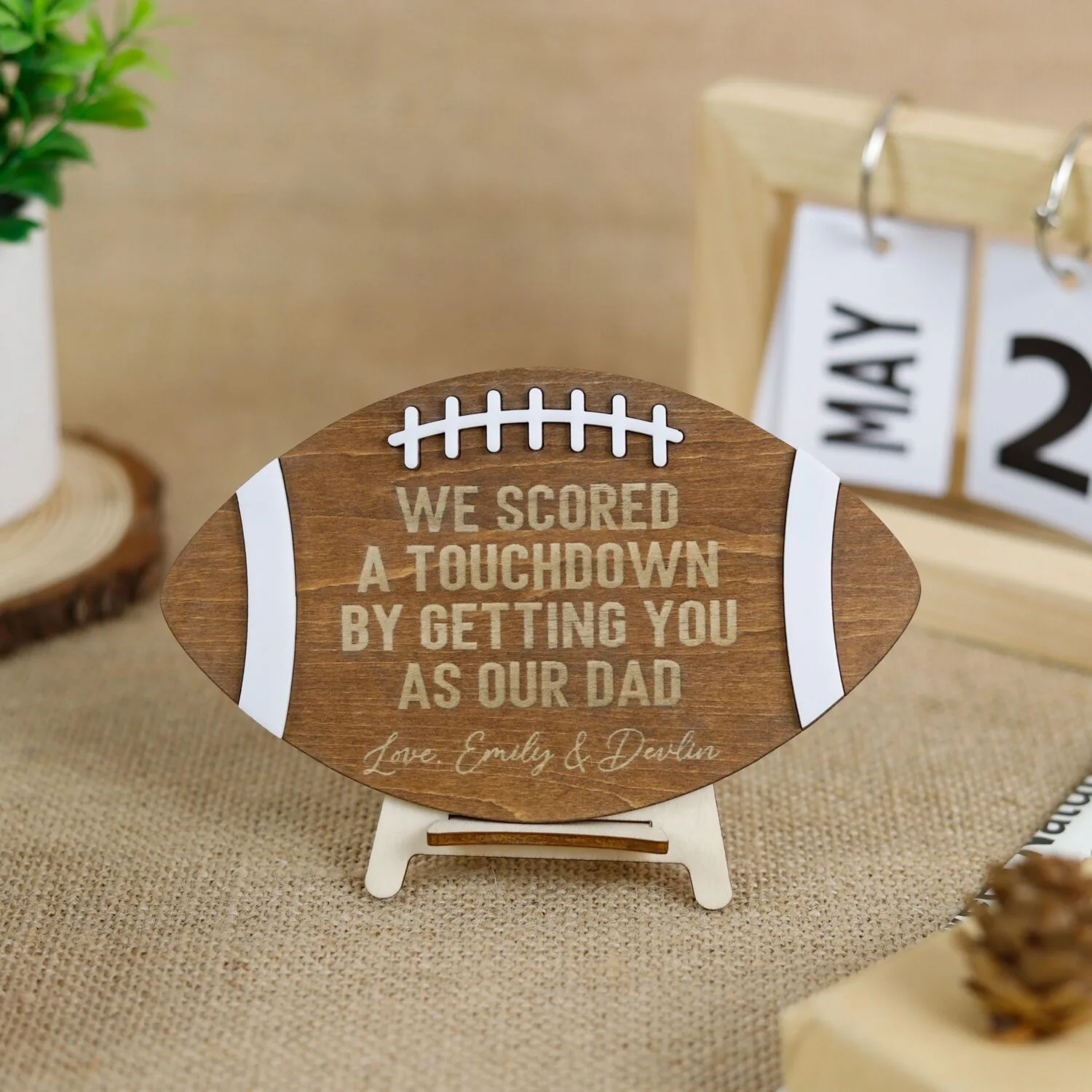 Personalized Football Dad or Grandpa Sign | Custom Wood Plaque Gift for Father's Day, Birthday or Christmas | MVP Keepsake for Football Lover - Image 6