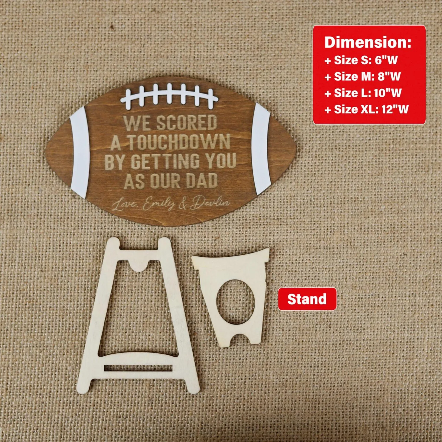 Personalized Football Dad or Grandpa Sign | Custom Wood Plaque Gift for Father's Day, Birthday or Christmas | MVP Keepsake for Football Lover - Image 3
