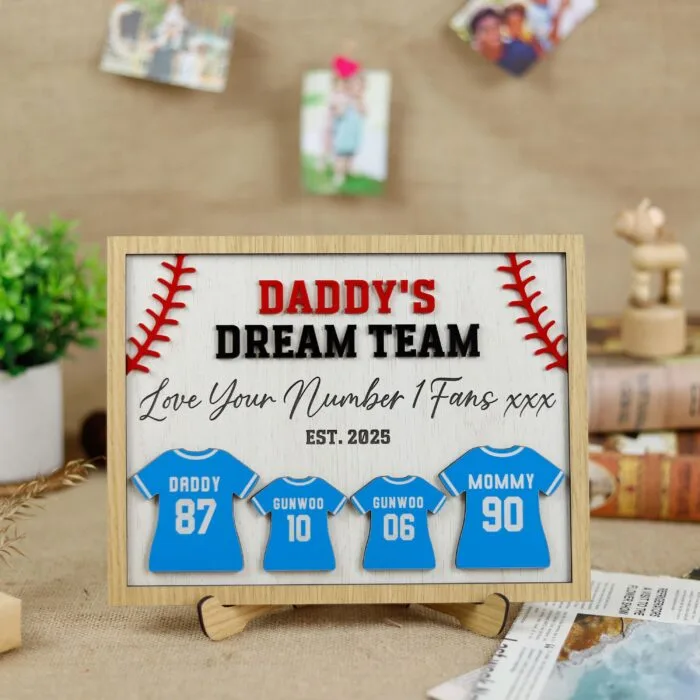 Personalized Baseball Dad Team Sign - Custom Wooden Keepsake Gift for Father’s Day