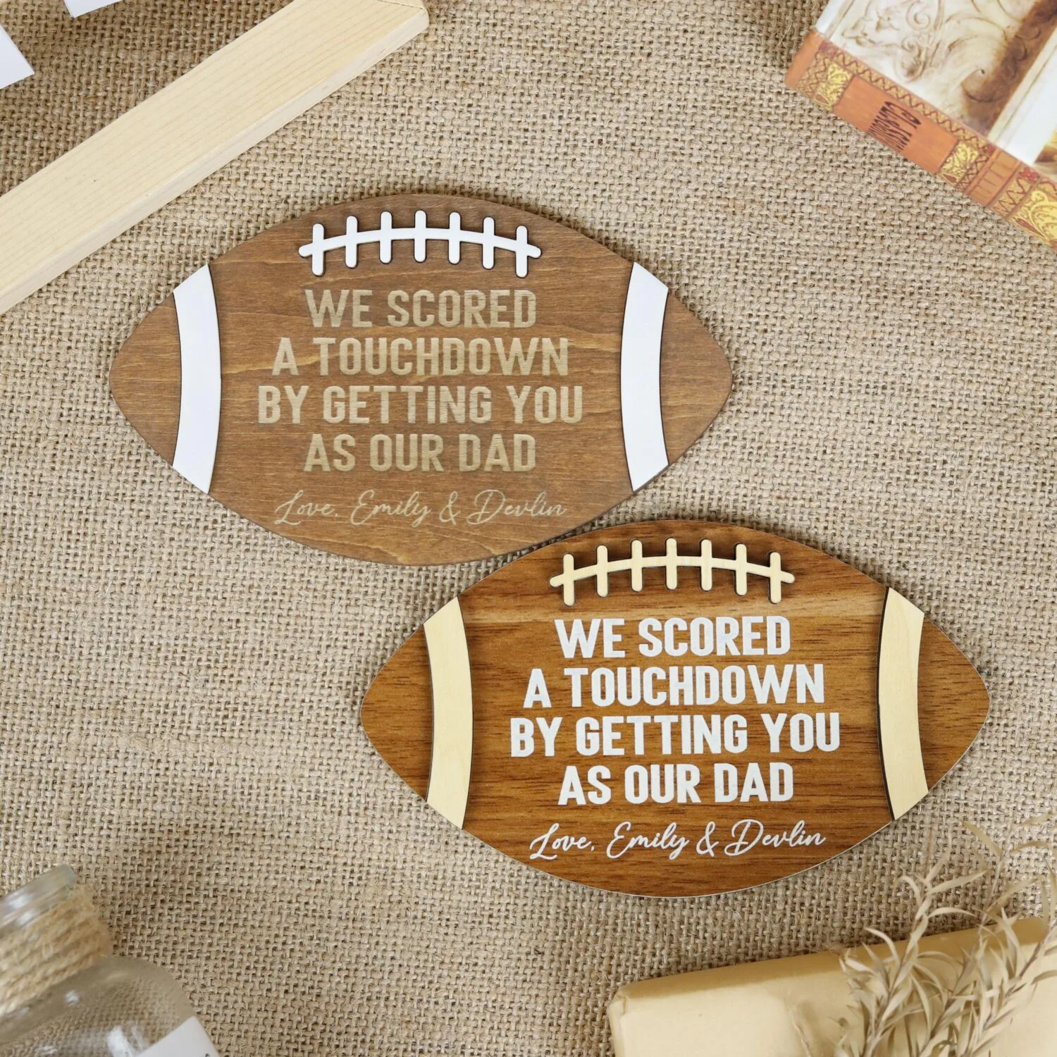 Personalized Football Father’s Day Magnet - Custom Wooden Keepsake Gift for Dads