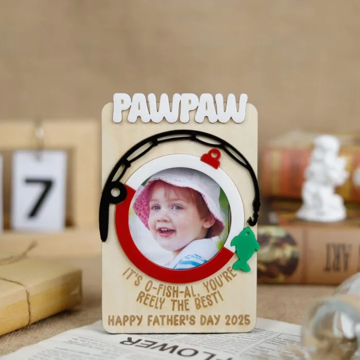 Personalized Grandpa First Father’s Day Photo Keepsake Frame - Custom Wooden Gift for New Grandpas