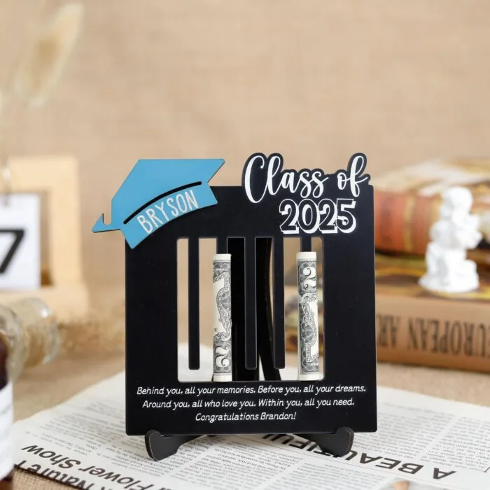 Personalized 2025 Graduation Money Holder Keepsake - Custom Wooden Gift for High School & College Grads