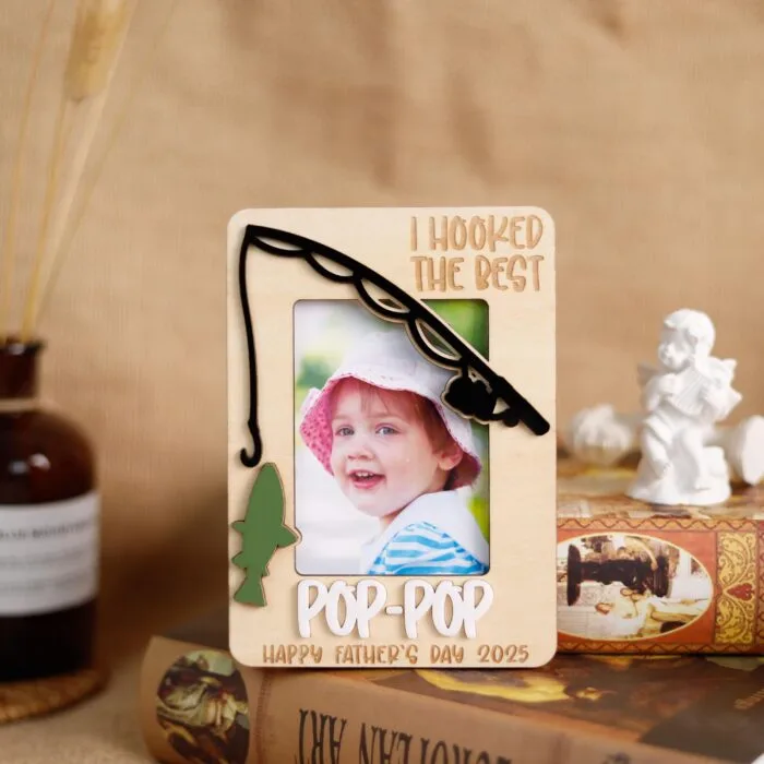Personalized Grandpa First Father’s Day Photo Keepsake Frame - Custom Wooden Gift for New Grandfathers