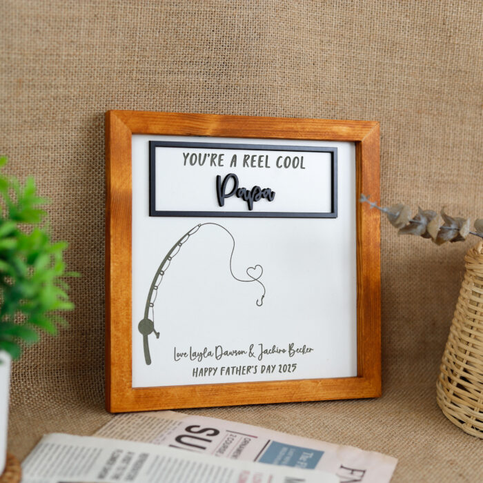 Personalized Papa Handprint Plaque | Custom Fishing Gift from Kids | Father’s Day Fishing Decor - Image 7