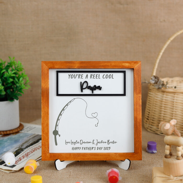 Personalized Papa Handprint Plaque | Custom Fishing Gift from Kids | Father’s Day Fishing Decor - Image 10